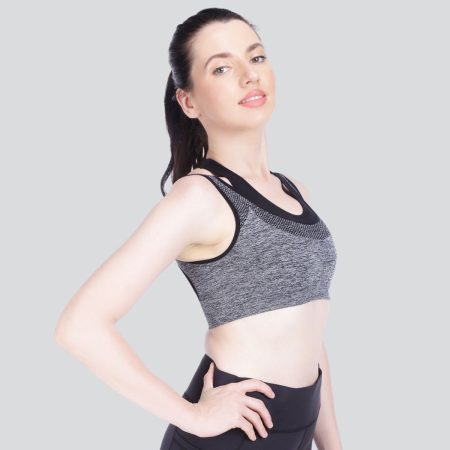 Mysha Women's Cotton Non Wired Lightly Padded Sports Bra (Removable Pads) (Grey)