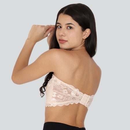 Women's Non Wired Padded Lace Tube Bra