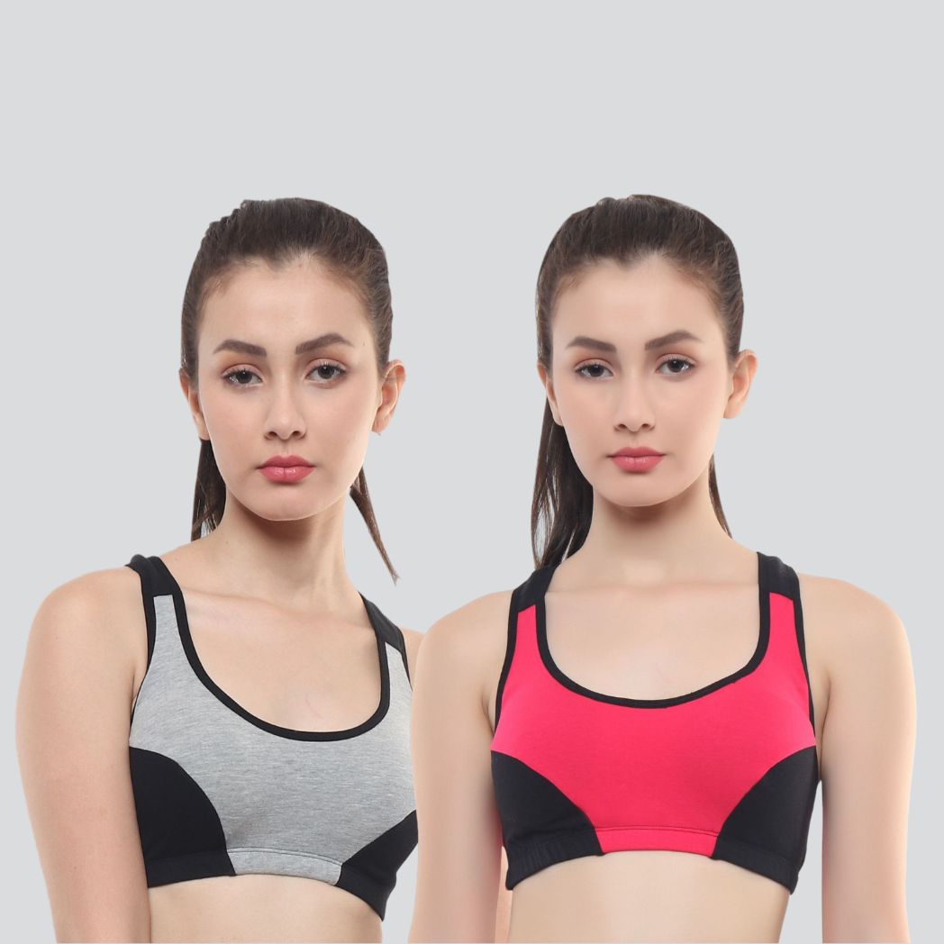 Mysha Women's Cotton Lightly Padded Sports Bra T-Back Non Wired Full  Coverage (for Gym Yoga Workout, Dancing or Running, Removable Pads, Pack of  2) – Mysha